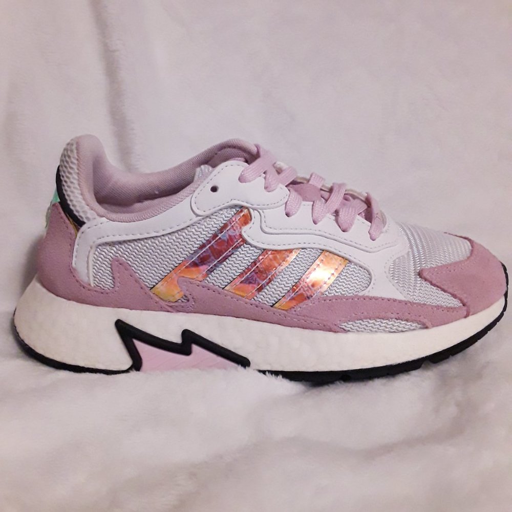Adidas Pink and White Iridescent Tresc Run J Sneakers - Picture 2 of 8
